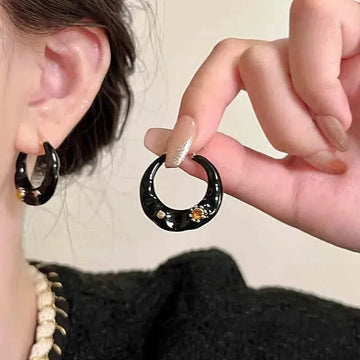 DAIIIBABYYY  -  French Vintage Enamel Drip Glaze Large Hoop Earrings for Women Delicate Elegant Jewellery Accessories Holiday Mother's Day Gifts